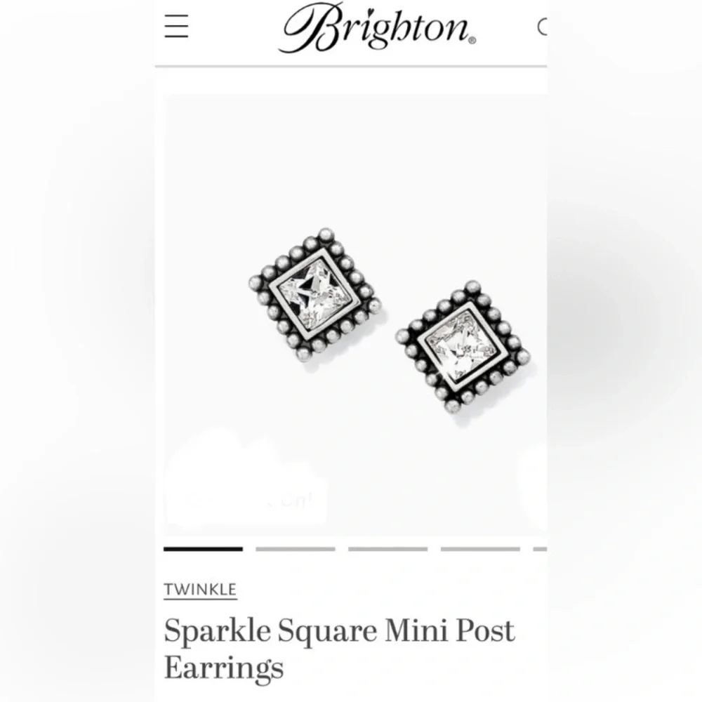 Brighton Silver Sparkle Square Earrings. New with tags, and gift bag. - Picture 2 of 8